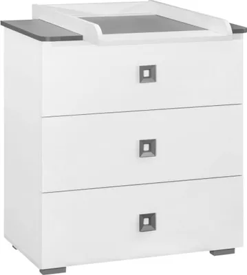 Produktbild von Kinderzimmer - Kommode inkl. Wickelaufsatz Daniel 06, Farbe: Weiß / Grau - 91 x 83 x 74 cm (H x B x T)