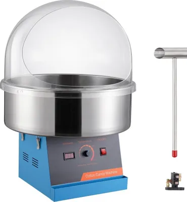 Produktbild von Elektrische Zuckerwattemaschine - 1000 W - Kommerzielle Zuckermaschine mit Abdeckung und Edelstahlschüssel - Perfekt für Partys und Familienfeiern - Blau