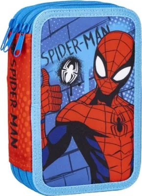 Produktbild von Dreifaches Federmäppchen Spiderman Blau 13 x 7,5 x 20 cm
