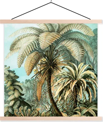 Produktbild von MuchoWow® Textilposter Palme - Ernst Haeckel 60x60 cm mit holzfarbenen Rahmen - Wanddekoration