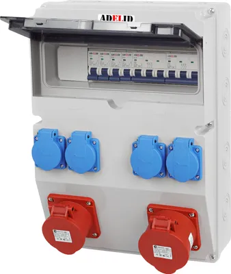 Produktbild von Baustromverteiler Wandverteiler 2x CEE Dose 16A 5P 4x 230V Steckdose Komplett Schutzschalter LS-Schalter