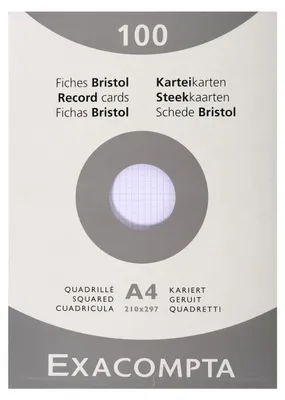 Produktbild von Exacompta Karteikarten A4 kariert, Faltschachtel mit 100 Stück - Weiß - 13206E