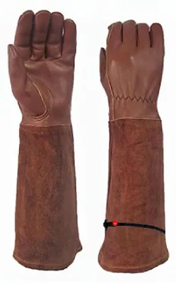 Gartenhandschuhe, dornenfest, lang, mit Unterarmschutz, L, braun