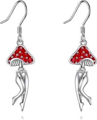Immagine prodotto di Orecchini a fungo in argento sterling a goccia per donne e ragazze