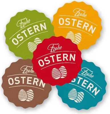 Produktbild von itenga Sticker 10 x Frohe Ostern gemischt gelb blau grün braun rot