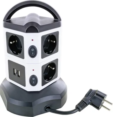 Image de Schwaiger STDT2718 Schwaiger Steckdosentower 7xSchuko+2x USB, 1,8m