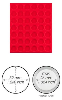 Produktbild von Prophila Collection rote Veloureinlage für Münzbox, 42 runde Fächer für 2-Euro-Münzen in Kapseln