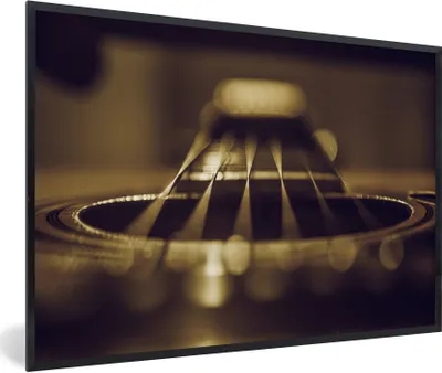 Produktbild von MuchoWow® Gerahmtes Poster Nahaufnahme einer sechssaitigen akustischen Gitarre 30x20 cm - Poster mit Schwarzem Bilderrahmen Wandposter Rahmen Foto Bilder - Kunstdruck - Bild-Poster