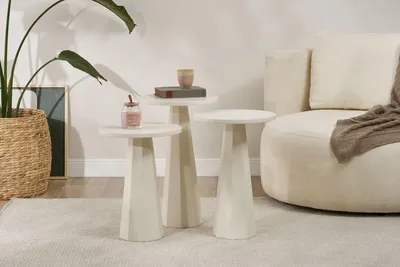 Produktbild von Skye Decor, Lilyum (57 + 52 + 47) - White, Beistelltisch-Set, Weiß, MDF, 35 x 57 x 35 cm