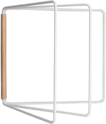 Zdjęcie produktu dla Ibenzoa® Wolnostojący wieszak na ręczniki metalowy z drewnianym uchwytem, składana konstrukcja, wymiary 26,5 x 25 cm, idealny do łazienki i kuchni