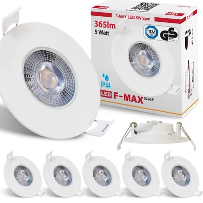 Produktbild von 6 x Maxkomfort F-MAX SL90-F Einbauspot 3-Stufen-dimmbar IP44 5W Weiß