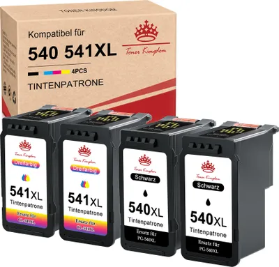 Produktbild von 4er-Set XXL PG-540XL CL-541XL Überholte Tintenpatronen Kompatibel für Canon 540 541 für Canon PIXMA MG2250 MG2150 MX535 MX525 MX515 MX475 MX455 MX435 MX395