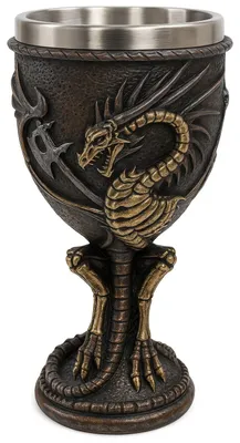 Drachenskelettbecher, Gothic-Kelch mit Edelstahleinsatz, 200 ml