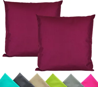 Produktbild von JACK 2er Set 40x40cm Outdoor Kissenhülle Kissenbezug Wasserfest Sitzkissen Lounge Kissen Garten Stuhl Lotus Effekt, Farbe:Bordeaux