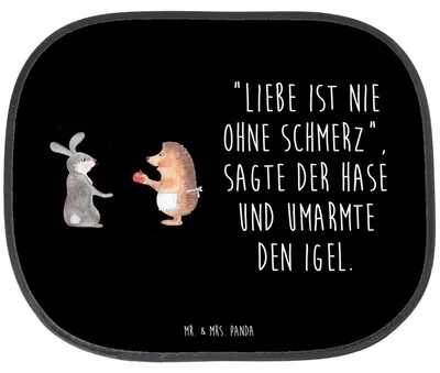 Produktbild von Mr. & Mrs. Panda Sonnenschutz Auto Hase Igel - Schwarz - Geschenk, Trennungsschmerz, Autoscheiben, pkw sonnenblende, Lustige Sprüche, saugnapf, Liebe Spruch, Trösten