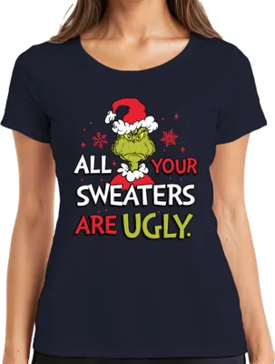 Produktbild von Grinch All Your Sweaters Are Ugly Weihnachten lustig Geschenk Damen T-Shirt, Navy, XL