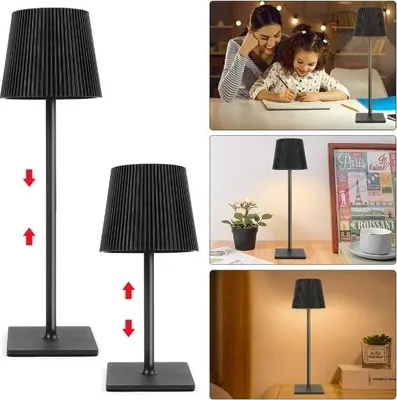 Produktbild von Tischlampe Kabellos, LED Tischleuchte, Dimmbar Touch Akku Tischleuchte Kabellos mit USB Ladestation, Warmweiß Tischlampe, IP54 Wasserdichte, Schwarz