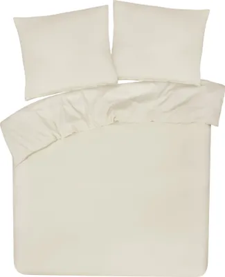 Produktbild von Bettwäsche mit Kissenbezug und Reißverschluss - 100% Baumwolle - 3-teilig 200x200 + 80x80 - Creme