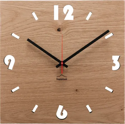 Huamet CH51-A-1604 Holz-Wanduhr Eiche Eckig 1