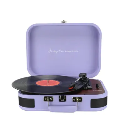 Produktbild von Plattenspieler mit lautsprecher PRIXTON VC600, Schallplattenspieler mit Bluetooth und Encoding-Funktion, Vinyl-Player, Radio FM und USB Port, Violett