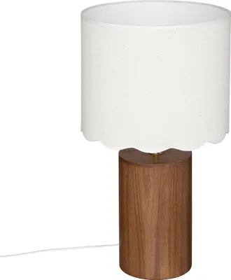 Produktbild von Tischlampe mit weißem Lampenschirm VANIA, Holzsockel, Ø 28 cm