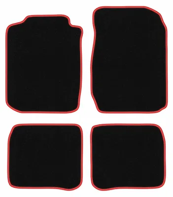 Obrázok produktu pre Velúrové autokoberce pre: Toyota Corolla E11 1997-2001 (hatchback) – sada 4 ks, čierno-červené, na mieru – Wielganizator CARLUX