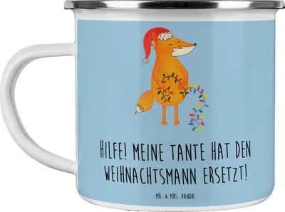 Produktbild von Mr. & Mrs. Panda Pott Tante Weihnachten - Blau Pastell - Geschenk, Neffe, Campingbecher, Verwandte, Campingtasse, Geschenke, Handarbeit, handgemacht, Nichte, Teetasse