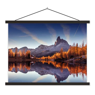 Produktbild von MuchoWow® Textilposter Berge - Bäume - Herbst - See - Natur 150x113 cm mit holzfarbenen Rahmen - Poster