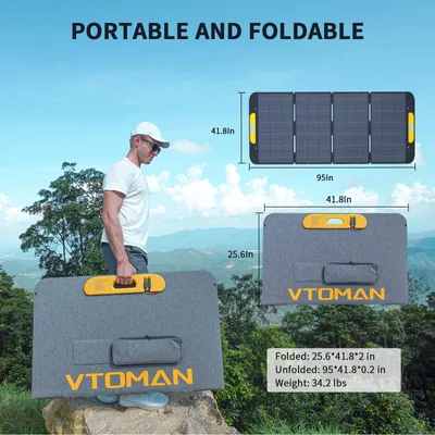 Produktbild von Faltbares Solarmodul – 400 W Leistung – 40,32 V Spannung – Monokristallin – Für Camping