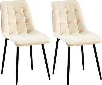 Produktbild von CLP 2er Set Esszimmerstuhl Gifford Samtbezug gepolstert mit Rückenlehne creme Material Samt
