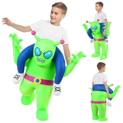Aufblasbares Alien-Kostüm für Kinder, Cyan, 120-150 cm