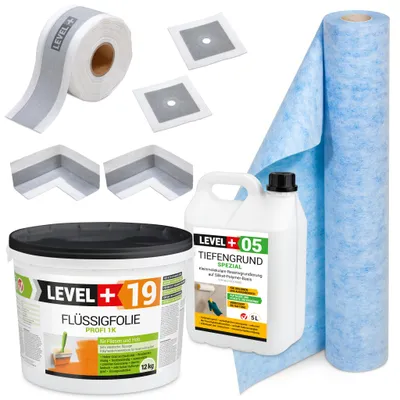 Produktbild von Dichtset Abdichtung-Set Balkone Bad Flüssigfolie 12kg Dichtband Dehnzone SET547