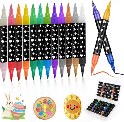 Produktbild von Glitzerstifte 12 Stück, 24 Farben, doppelte Spitze, für Scrapbooking