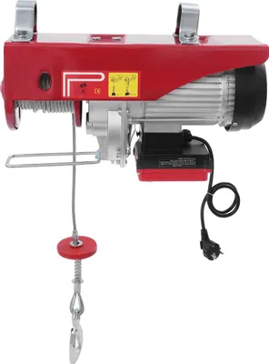 Image de Treuil électrique à câble métallique - 1000 W - 220 V - capacité de charge 1000 kg - télécommande - câble en acier de 10 m - rouge