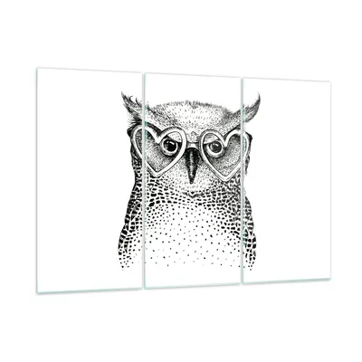 Produktbild von Bilder auf glas - Mode Design Eule Aquarell - 105x70cm - Glasbilder - Wandbilder - Kunstdruck - zum Aufhängen bereit - Wanddekoration aus Glas - Glas Bilder - Wandbild auf Glas - GCE105x70-3124