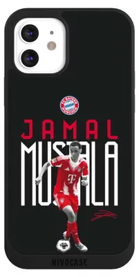 Produktbild von NIVOCASE Handyhülle für Apple iPhone 12 Hülle NIVOpure Case Schwarz FC Bayern München Offizielles Lizenzprodukt Jamal Musiala