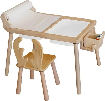 Produktbild von Skye Decor, Roll and Chair - White, Tischset für Kinder, 100 % KIEFER, Weiß, 53 x 74 x 52 cm