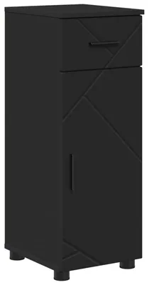 Image de Armoire de salle de bain avec tiroirs Noir 30 x 35 x 80 cm