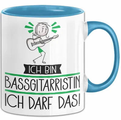 Produktbild von Geschenk für Bassgitarristin Tasse Lustige Geschenkidee Geburtstag Ich Bin Bassgitarristin Ich Darf Das (Blau)