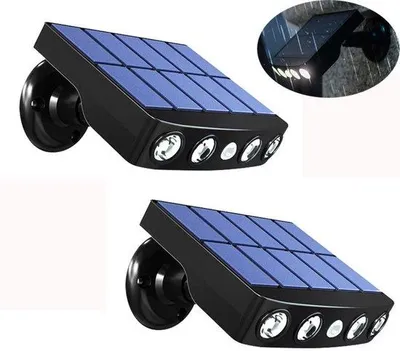 Immagine prodotto di Due lampioni a LED con sensori di movimento, protezione solare per piante, sistema di illuminazione, adatti per muri e strade.