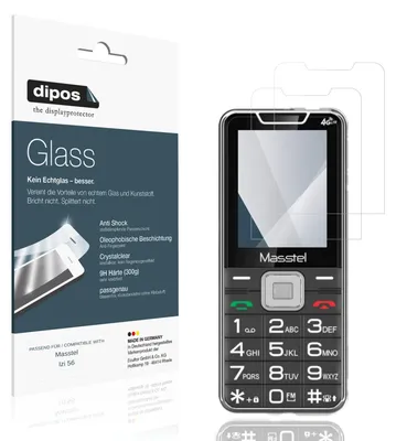 Produktbild von 2x Schutzfolie für Masstel Izi 56 - Anti-Shock 9H Folie dipos Glass Kunststoffglas
