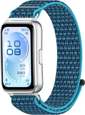 Produktbild von Stravo Nylon-Sportarmband mit Klettverschluss – Passend für Huawei Band 11 / Band 11 Pro – Atmungsaktiv und komfortabel – Ozeanblau