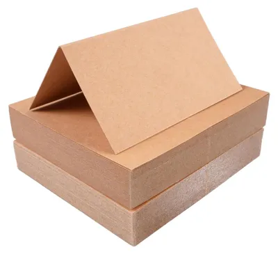 100 Tischkarten aus Kraftpapier, 9x10 cm, faltbar, braun