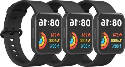 Image de Bracelet en silicone noir en 3 parties pour montre connectée