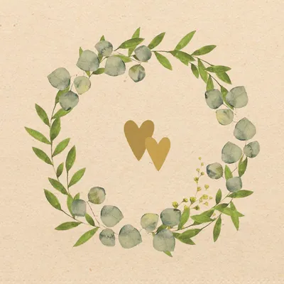 Produktbild von 20 Servietten aus Recycling-Papier Two Hearts Eco - Goldene Herzen im Kranz 33x33cm