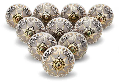 Produktbild von TRANKIELO® – Boho-Stil, graue Keramik-Knöpfe für Schränke – Set mit 6 Stück – Handgefertigte, dekorative Knöpfe für Möbel