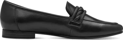 Produktbild von MARCO TOZZI Damen Slipper eleganter Leder Loafer mit Strassbesatz 2-24241-44, Größe:37 EU, Farbe:Schwarz