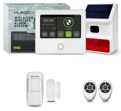 Produktbild von HUXGO Alarmanlage WLAN GSM 4G Set Solar Sirene 1x Bewegungsmelder 1x Türsensor