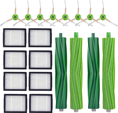 Produktbild von Ersatzteile Set kompatibel mit iRobot Roomba e/i Serie - 8x Filter 8x Seitenbürste 4x Bürste -Staubsauger Zubehör für Modelle  i3/i3+/i4/i7/i7+/E5/E6/E7