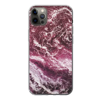 Produktbild von MuchoWow® Handyhülle Schutzhülle Hülle für iPhone 12 Pro Max Natursteine - Lila - Marmor Silikon Softcase Handy Hülle - Hartschale